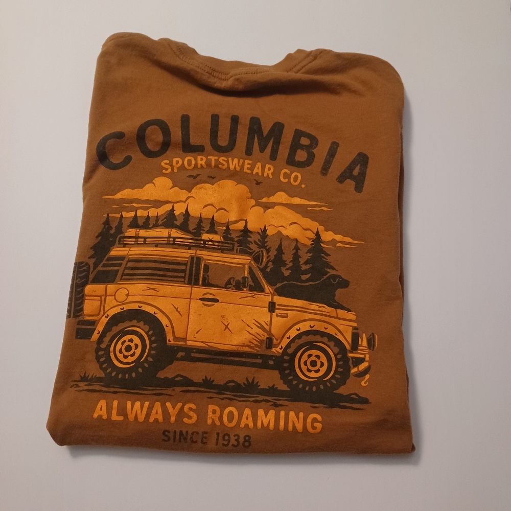 Columbia Jeep Print Cognac Tee Sz M Unisex